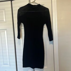 Bebe black cocktail dress with sheer shoulders size xs